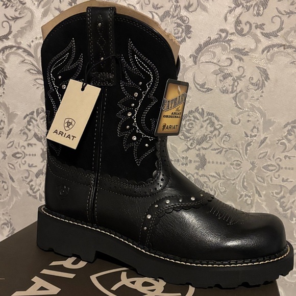 Ariat Black Leather Cowboy Boots - Picture 4 of 6